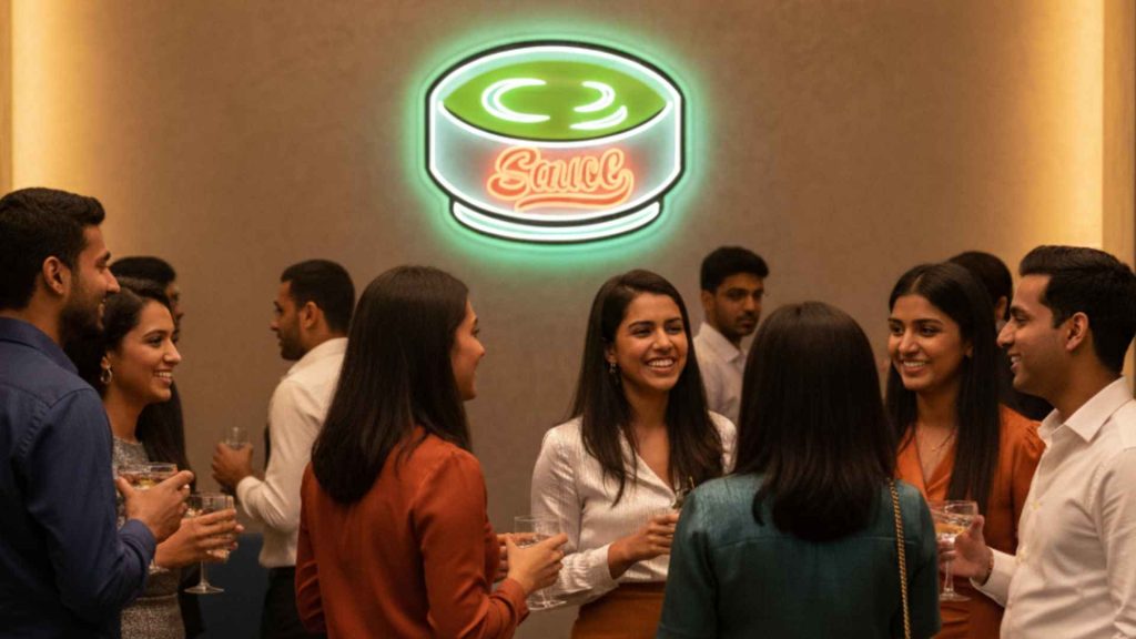 “Attendees enjoying networking at the Yuppies Mixer event by Sauce Koi in Dhaka, connecting with like-minded professionals.
