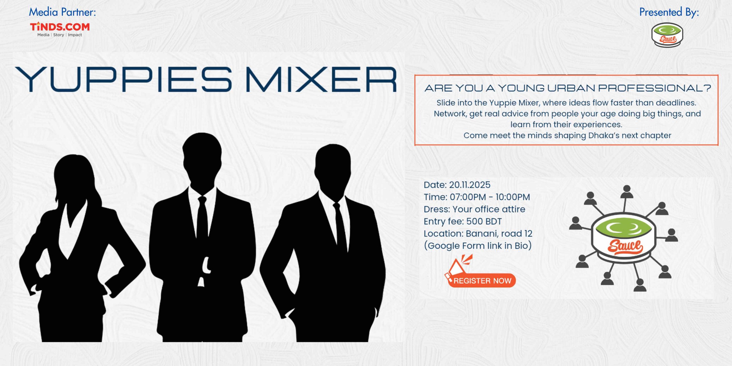 “Yuppies Mixer by Sauce Koi: Networking Event for Young Urban Professionals in Dhaka - Presented by Sauce”