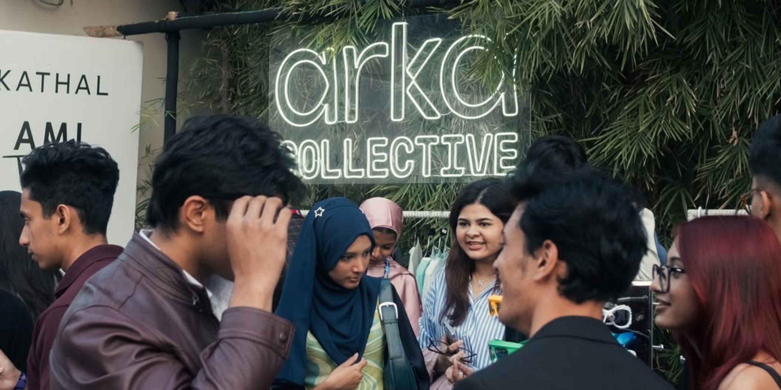 Crowd gathered at Arka Collective during Arka Fashion Week Winter 2025, showcasing youth culture and community energy.