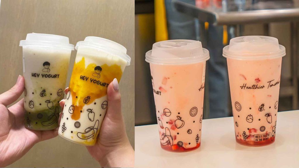 “Inside Hey Yogurt Flushing with customers and staff preparing drinks.”