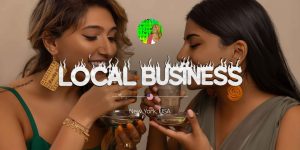 Sonam (left) wearing Snows Design jewelry while sharing chai.