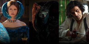 Cast collage of Mia Goth, Creature, and Victor