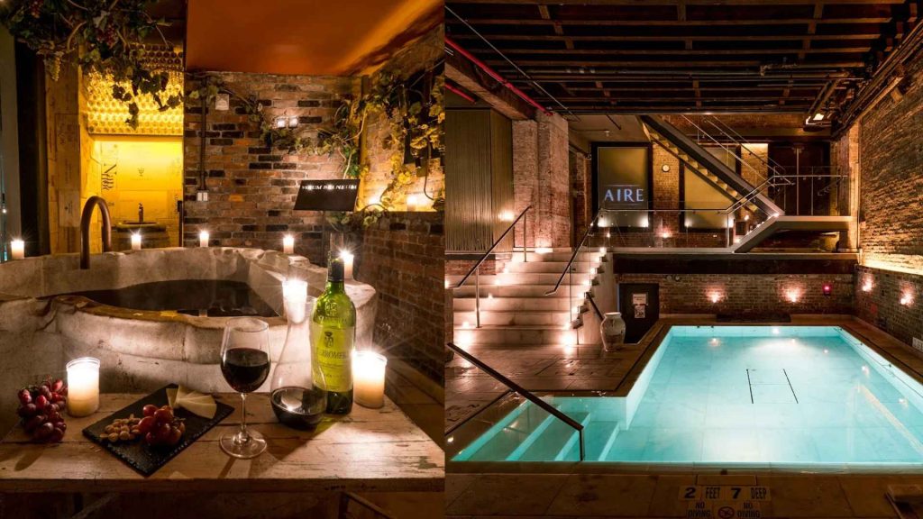 Top 5 Spa Retreats in NYC featuring a candlelit Japanese-inspired spa room with warm lighting and tranquil interiors