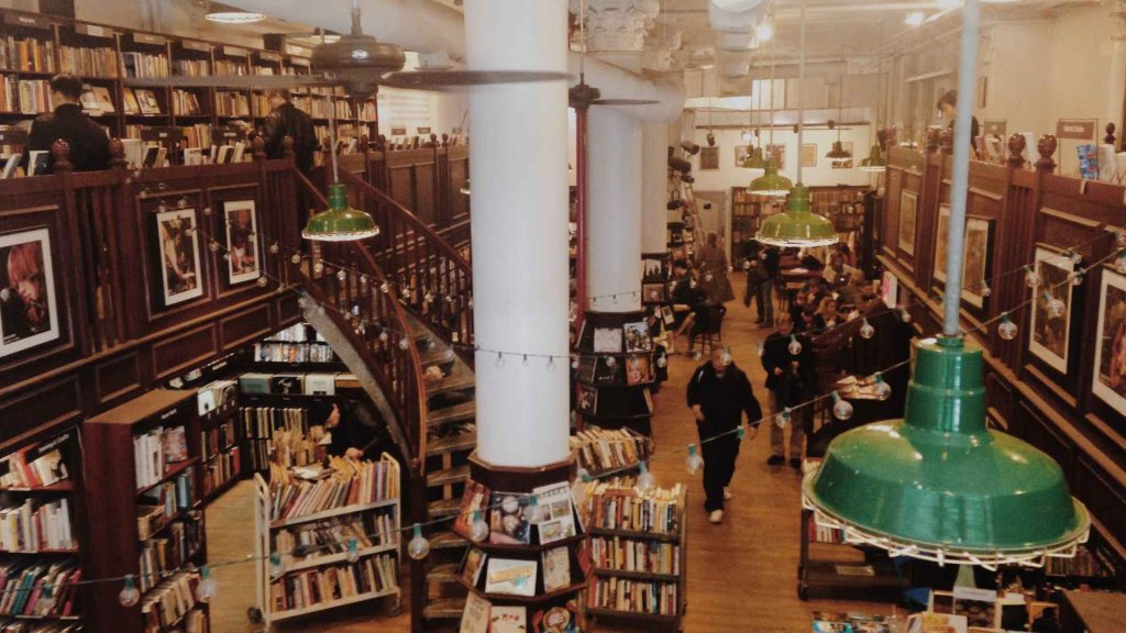 Housing Works Bookstore Café interior in SoHo, NYC