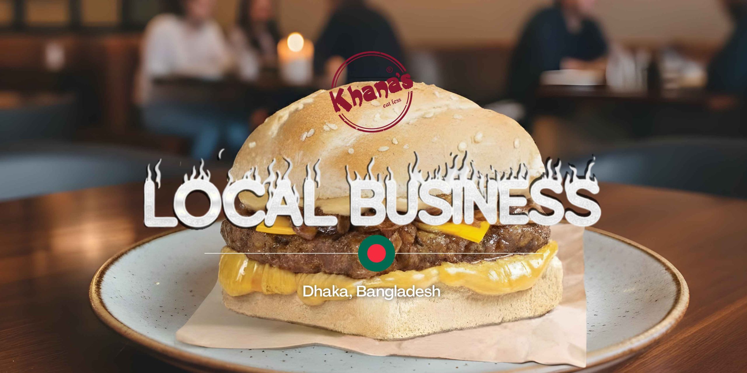 Khana's signature beef burger with cheese, a top choice for the best fast food in Dhaka, Bangladesh.