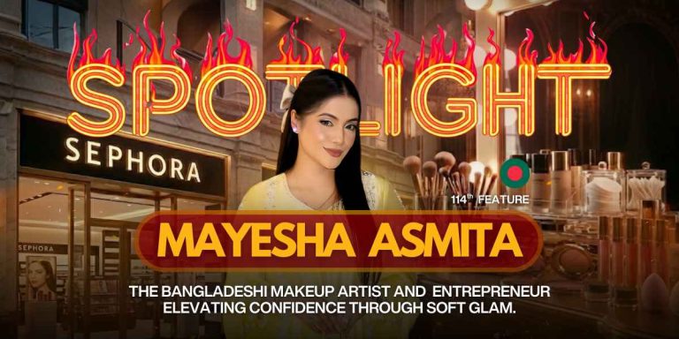 Mayesha Asmita, Bangladeshi makeup artist and founder of Glam By Asmita, known for soft glam beauty
