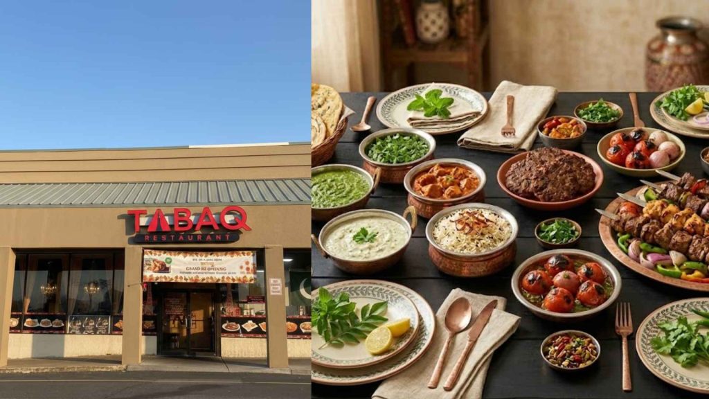 Platter of Seekh Kebabs and fragrant Biryani at Tabaq USA in Edison, NJ.