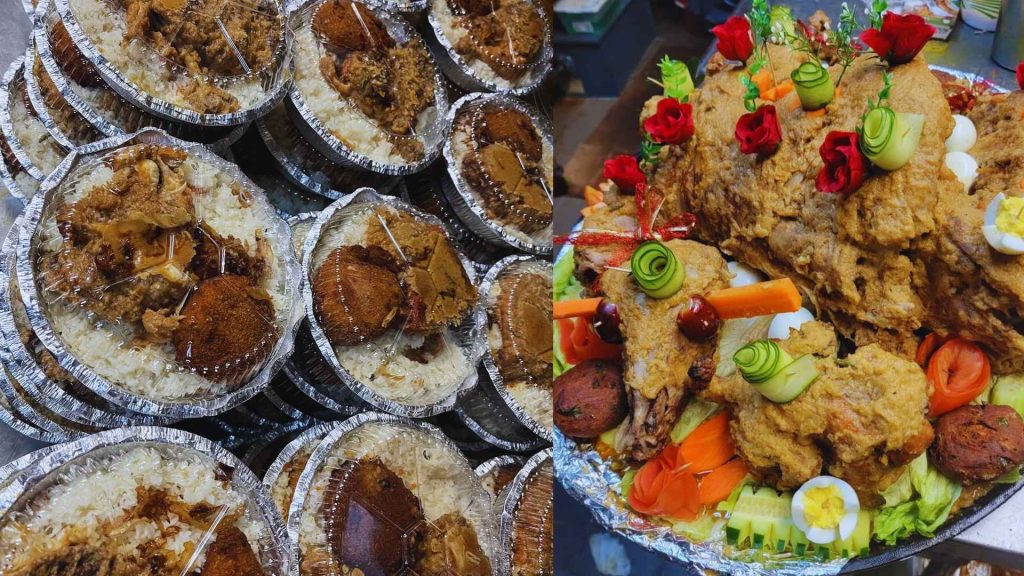 A spread of authentic Bangladeshi fish curries, vegetable bhartas, and golden crispy Jalebis at Boishakhi Astoria.