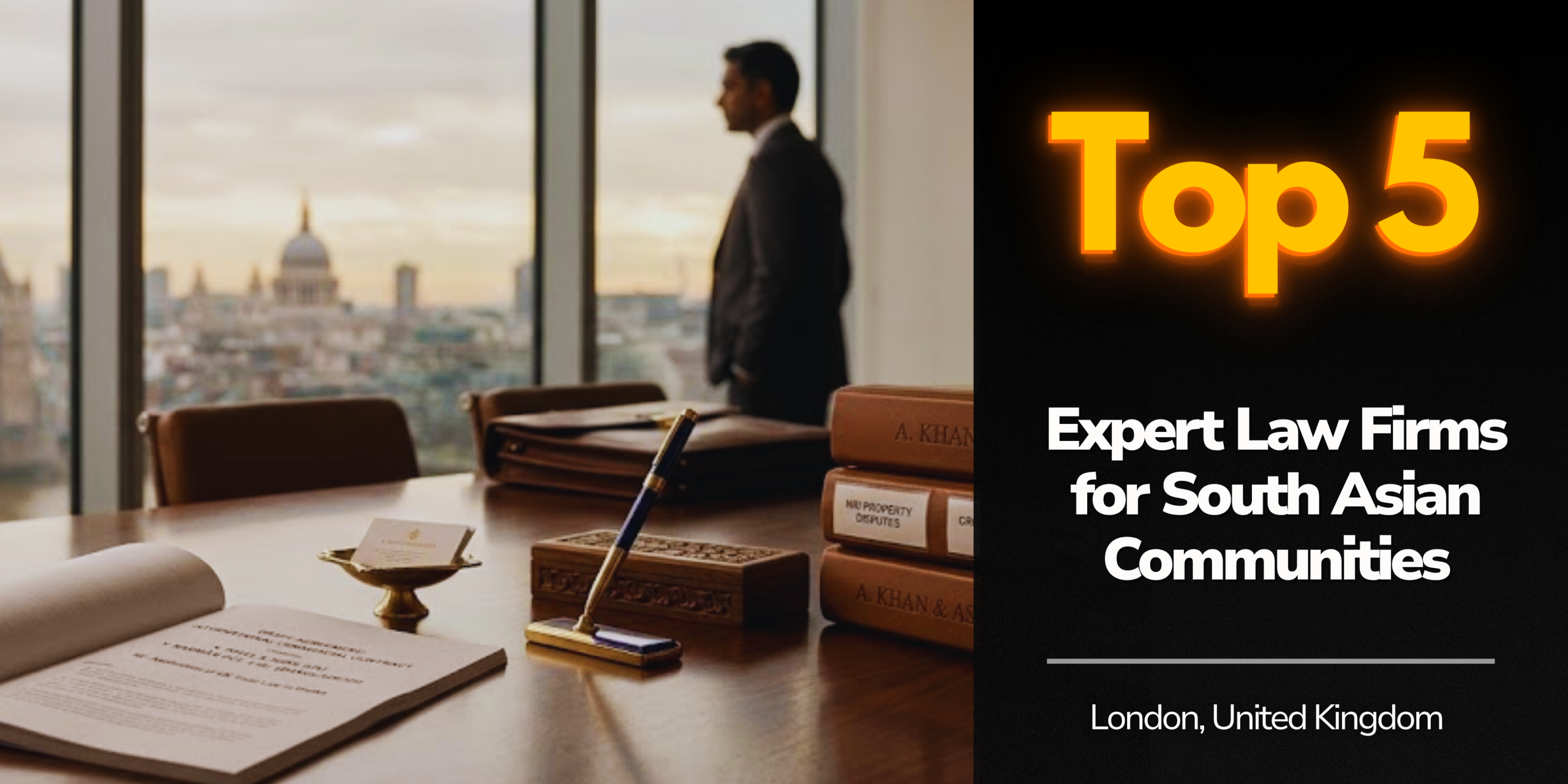 A professional lawyer overlooking the London skyline and St. Paul’s Cathedral, representing London Law Firms for UK-South Asia